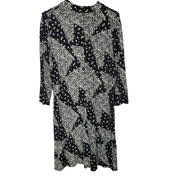 Madison Leigh Boho Patchwork Choker Neck Long Sleeve Midi Dress Womans Size 12 - Picture 2 of 4